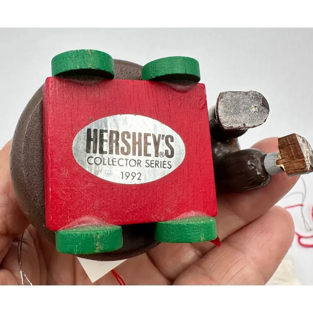Vintage Kurt 1992 Adler Hershey’s Christmas Wood Ornaments 4pc Mr. & Mrs. Elf #3